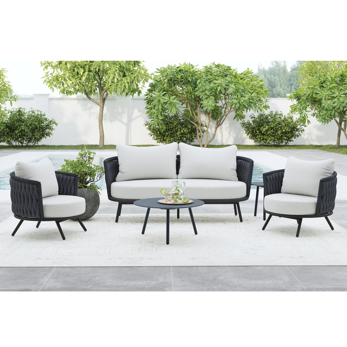 Bali Dark Grey/Grey Outdoor Chair (Set of 2) - Ornate Home
