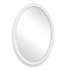 Bali White Ribbed Oval Mirror - Ornate Home