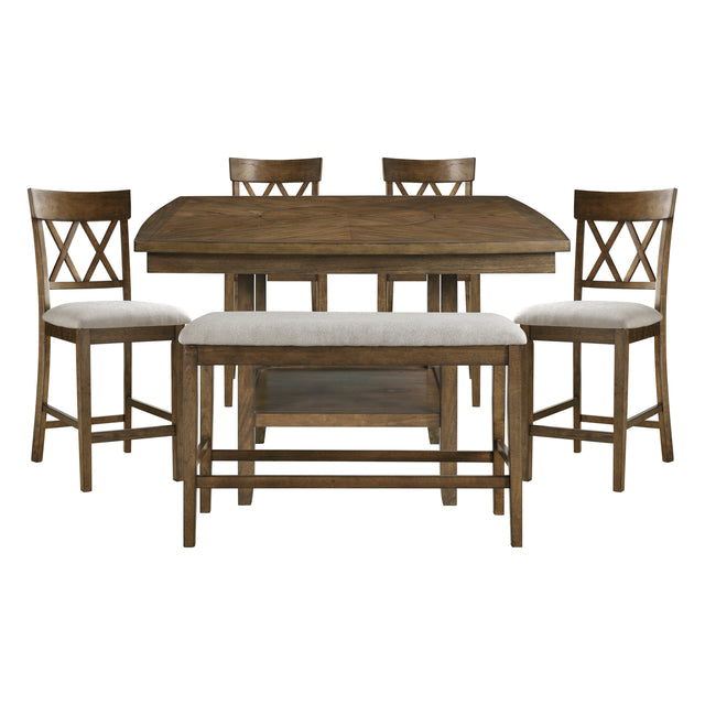 Balin Brown 6pc Dining Set - Ornate Home
