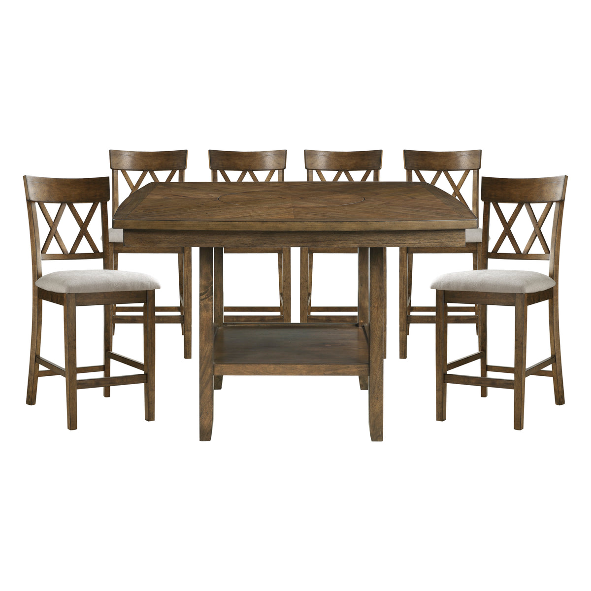 Balin Brown 7pc Dining Set - Ornate Home