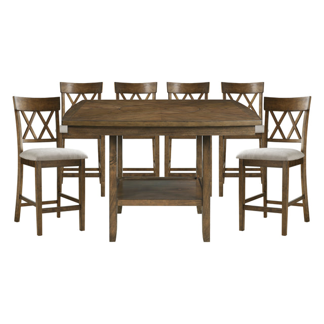 Balin Brown 7pc Dining Set - Ornate Home