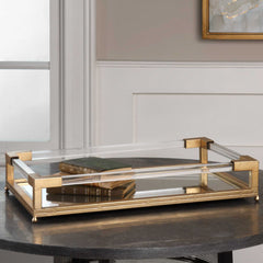 Balkan Gold/White Mirrored Tray - Ornate Home