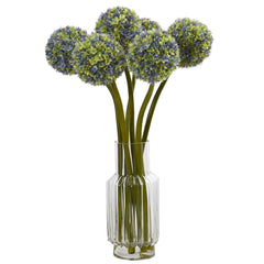 Ball Flower Artificial Arrangement  in Vase - Ornate Home