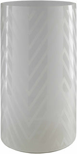 Ballajura White Chevron Pattern Glasas Stool - Clearance - Ornate Home