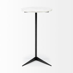 Ballatine White/Black Marble Round Top Accent Table - Ornate Home