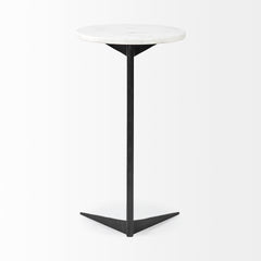 Ballatine White/Black Marble Round Top Accent Table - Ornate Home