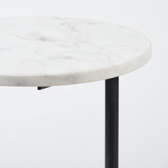 Ballatine White/Black Marble Round Top Accent Table - Ornate Home