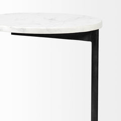 Ballatine White/Black Marble Round Top Accent Table - Ornate Home