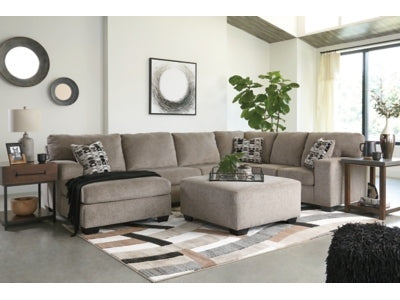 Ballinasloe Platinum 3-Piece Sectional with Ottoman - Ornate Home