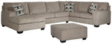 Ballinasloe Platinum 3-Piece Sectional with Ottoman - Ornate Home