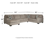 Ballinasloe Platinum 3-Piece Sectional with Ottoman - Ornate Home