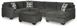 Ballinasloe Smoke 3-Piece Right Sectional and Ottoman - Ornate Home