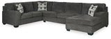 Ballinasloe Smoke 3-Piece Right Sectional and Ottoman - Ornate Home