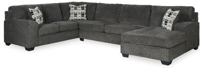 Ballinasloe Smoke 3-Piece Right Sectional and Ottoman - Ornate Home