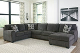 Ballinasloe Smoke 3-Piece Right Sectional and Ottoman - Ornate Home