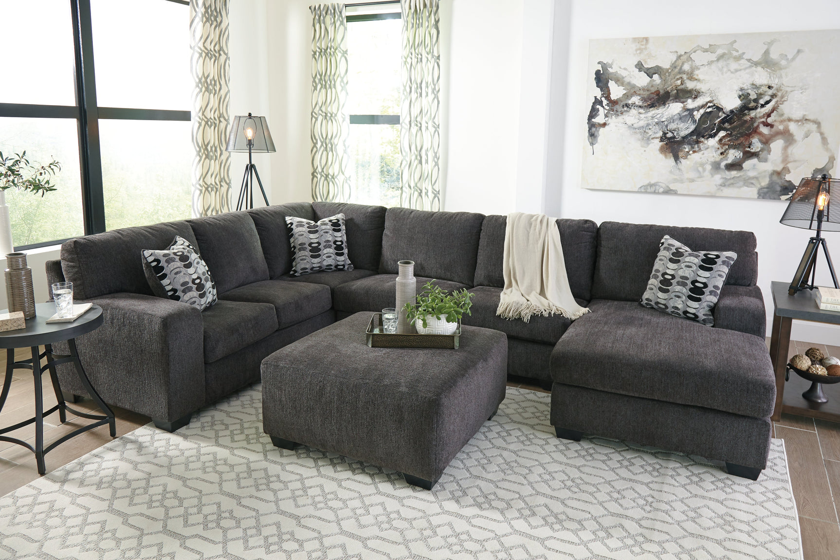 Ballinasloe Smoke Oversized Ottoman (Online Special Price) - Ornate Home