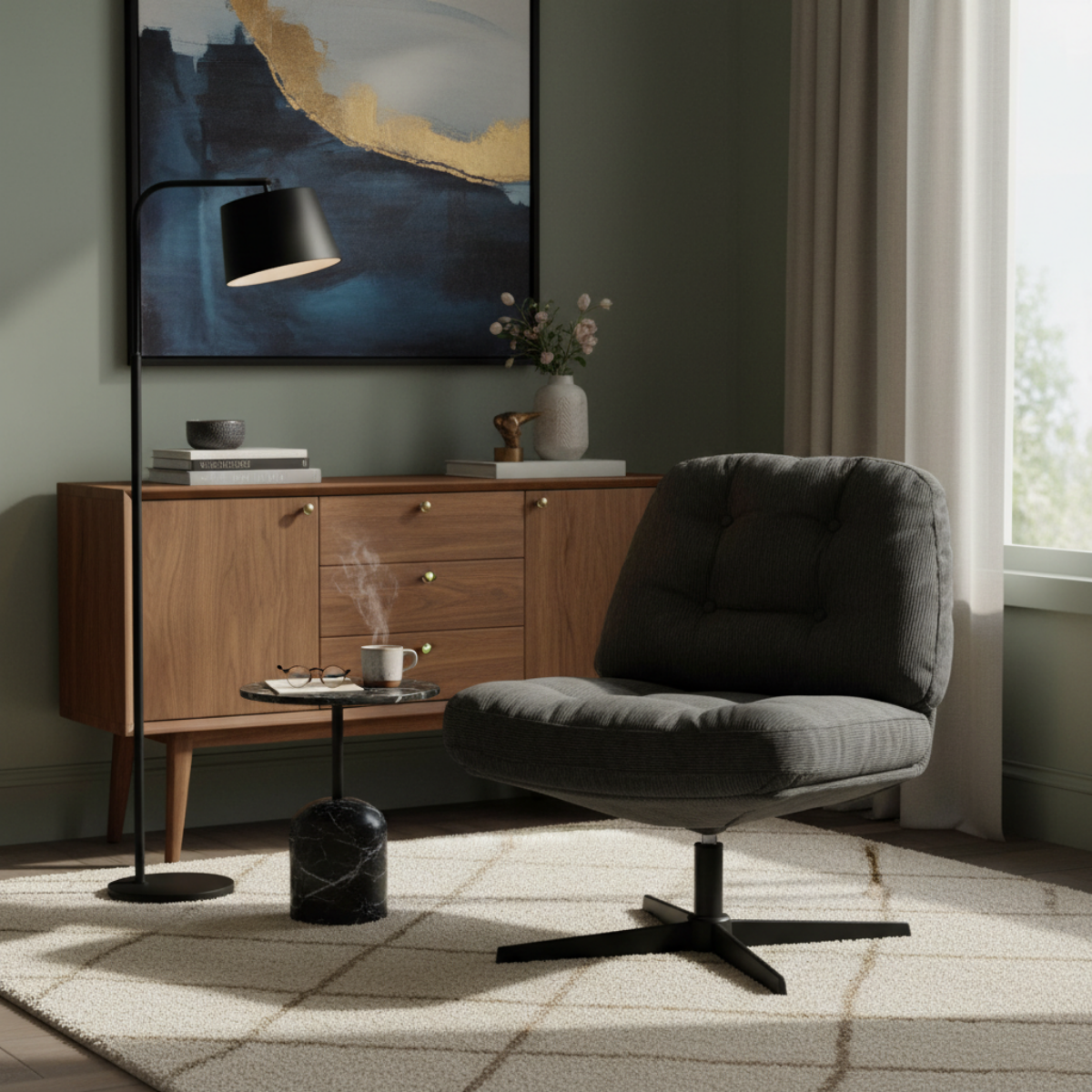 NOUHAUS Balloon Criss Cross Swivel Chair