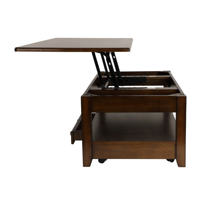 Ballwin Dark Cherry Lift Top Cocktail Table - Ornate Home