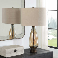 Baltic Bronze/Brown Teardrop Glass Table Lamp - Ornate Home