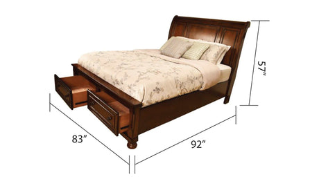 Baltimore Dark Walnut King Storage Platform Bed - Ornate Home