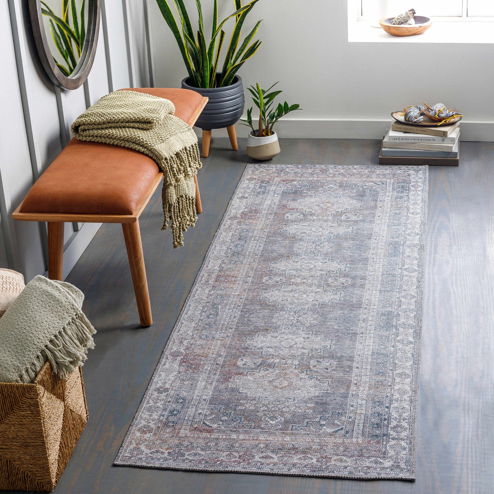 Baltinglass Gray Washable Rug - Clearance - Ornate Home