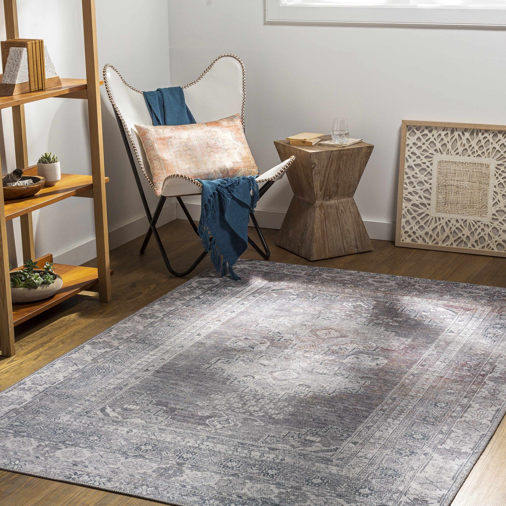 Baltinglass Gray Washable Rug - Clearance - Ornate Home