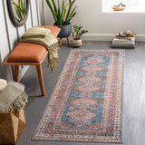Baltinglass Rust & Blue Washable Area Rug - Clearance - Ornate Home