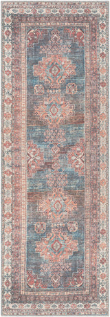 Baltinglass Rust & Blue Washable Area Rug - Clearance - Ornate Home