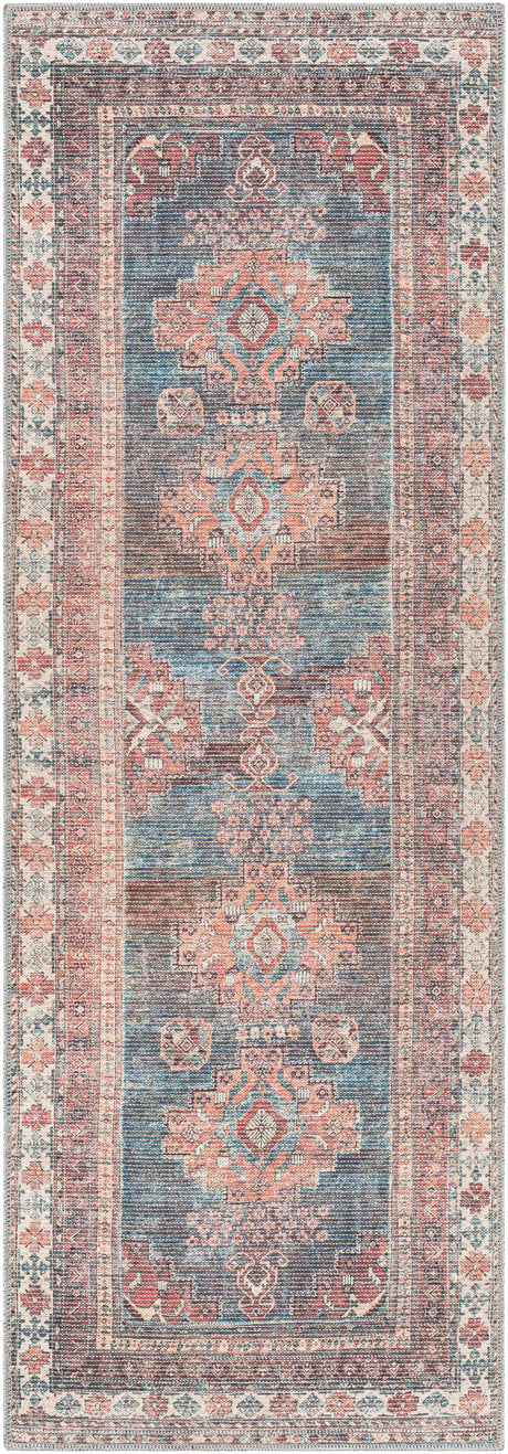 Baltinglass Rust & Blue Washable Area Rug - Clearance - Ornate Home