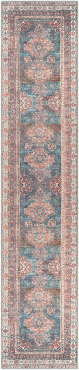 Baltinglass Rust & Blue Washable Area Rug - Clearance - Ornate Home