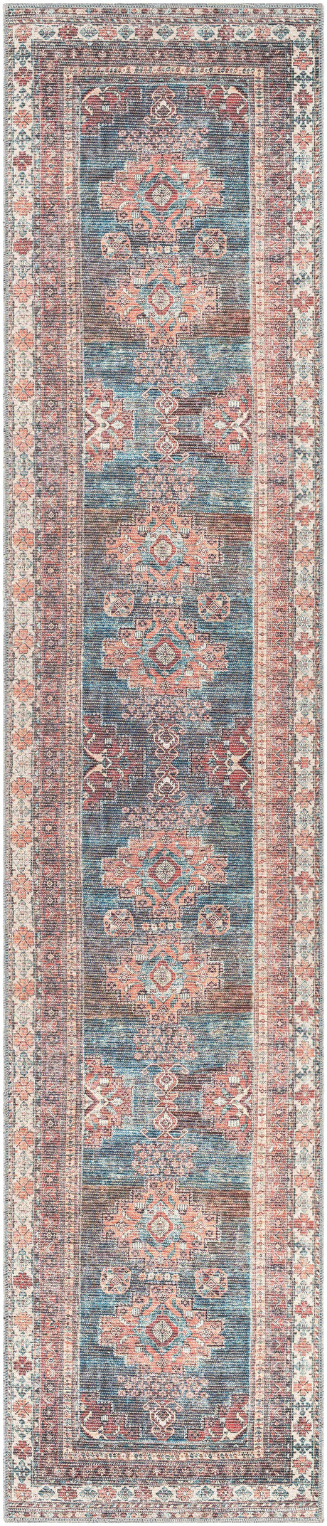 Baltinglass Rust & Blue Washable Area Rug - Clearance - Ornate Home