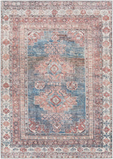 Baltinglass Rust & Blue Washable Area Rug - Clearance - Ornate Home