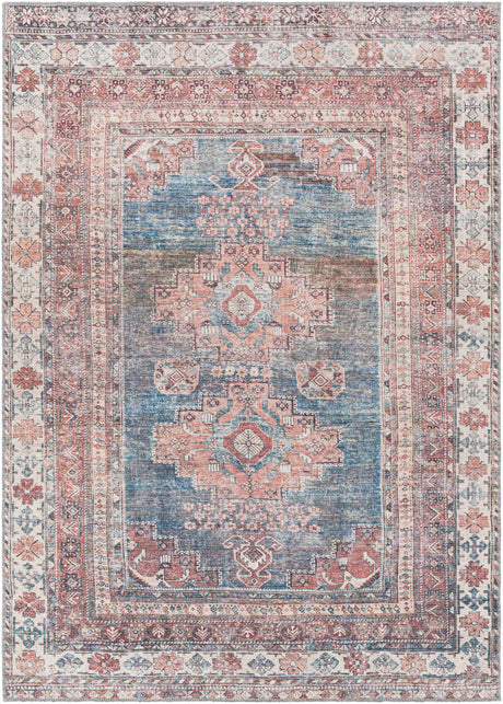 Baltinglass Rust & Blue Washable Area Rug - Clearance - Ornate Home