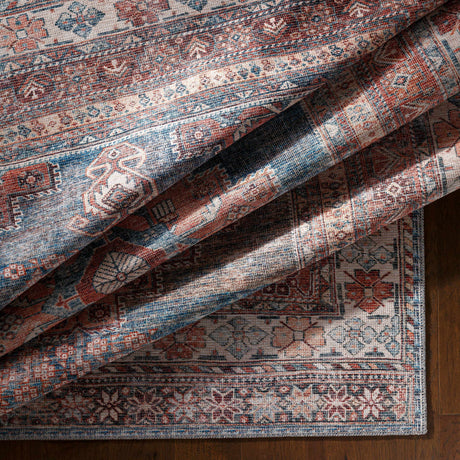 Baltinglass Rust & Blue Washable Area Rug - Clearance - Ornate Home