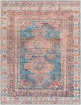 Baltinglass Rust & Blue Washable Area Rug - Clearance - Ornate Home