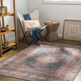 Baltinglass Rust & Blue Washable Area Rug - Clearance - Ornate Home
