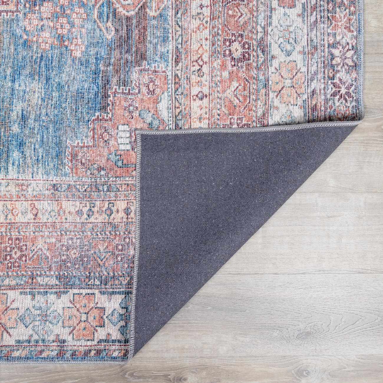 Baltinglass Rust & Blue Washable Area Rug - Clearance - Ornate Home