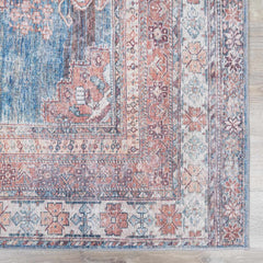 Baltinglass Rust & Blue Washable Area Rug - Clearance - Ornate Home