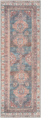 Baltinglass Rust & Blue Washable Area Rug - Clearance - Ornate Home
