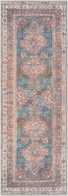 Baltinglass Rust & Blue Washable Area Rug - Clearance - Ornate Home