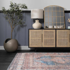 Baltinglass Rust & Blue Washable Area Rug - Clearance - Ornate Home