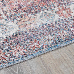 Baltinglass Rust & Blue Washable Area Rug - Clearance - Ornate Home