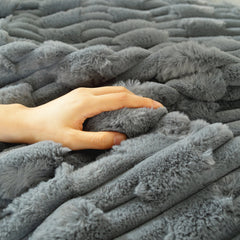 Bamboo-Style Sofa Towel, Faux Rabbit Fur Thickened Non-slip Seat Cushion Covers - Ornate Home