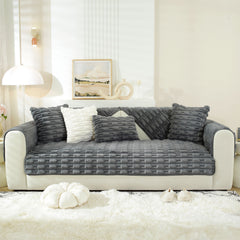 Bamboo-Style Sofa Towel, Faux Rabbit Fur Thickened Non-slip Seat Cushion Covers - Ornate Home