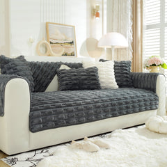Bamboo-Style Sofa Towel, Faux Rabbit Fur Thickened Non-slip Seat Cushion Covers - Ornate Home