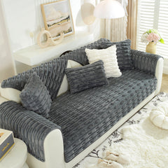 Bamboo-Style Sofa Towel, Faux Rabbit Fur Thickened Non-slip Seat Cushion Covers - Ornate Home