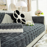 Bamboo-Style Sofa Towel, Faux Rabbit Fur Thickened Non-slip Seat Cushion Covers - Ornate Home