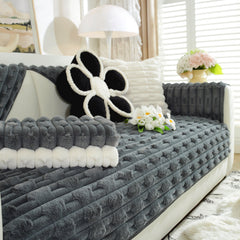Bamboo-Style Sofa Towel, Faux Rabbit Fur Thickened Non-slip Seat Cushion Covers - Ornate Home