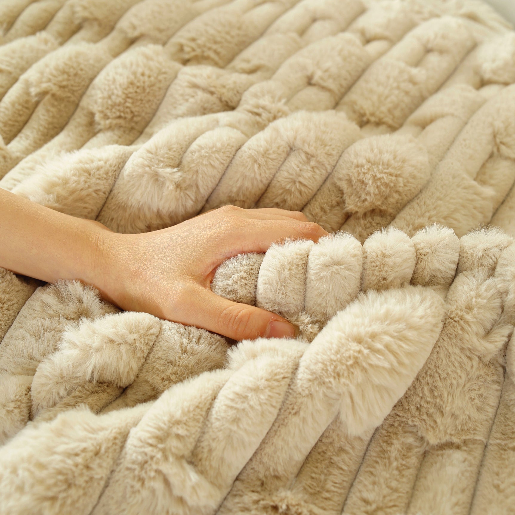 Bamboo-Style Sofa Towel, Faux Rabbit Fur Thickened Non-slip Seat Cushion Covers - Ornate Home