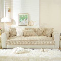 Bamboo-Style Sofa Towel, Faux Rabbit Fur Thickened Non-slip Seat Cushion Covers - Ornate Home
